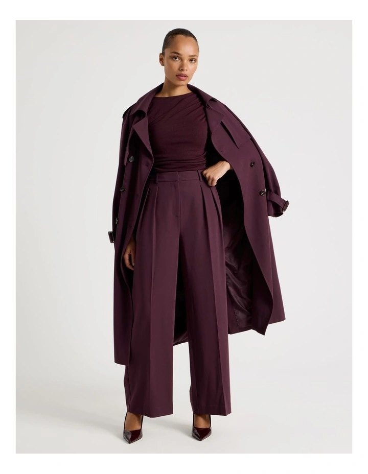 Double Pleat Wide Pants in Wine image 3