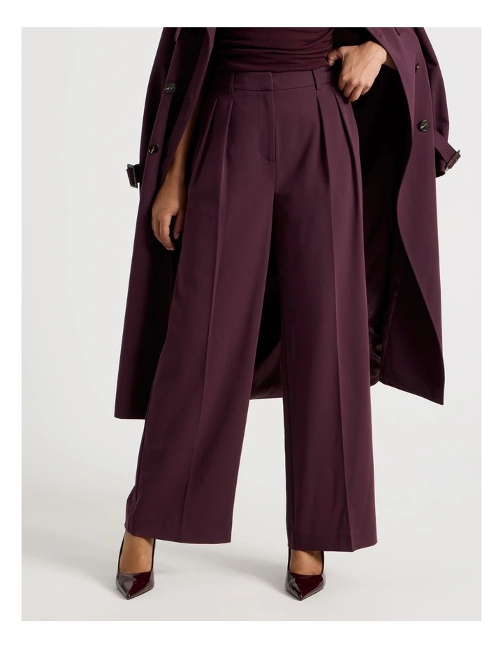 Double Pleat Wide Pants in Wine image 4