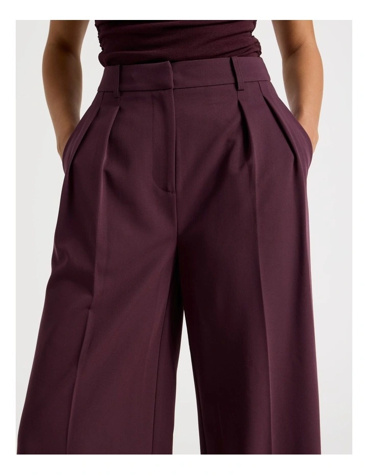 Double Pleat Wide Pants in Wine image 5