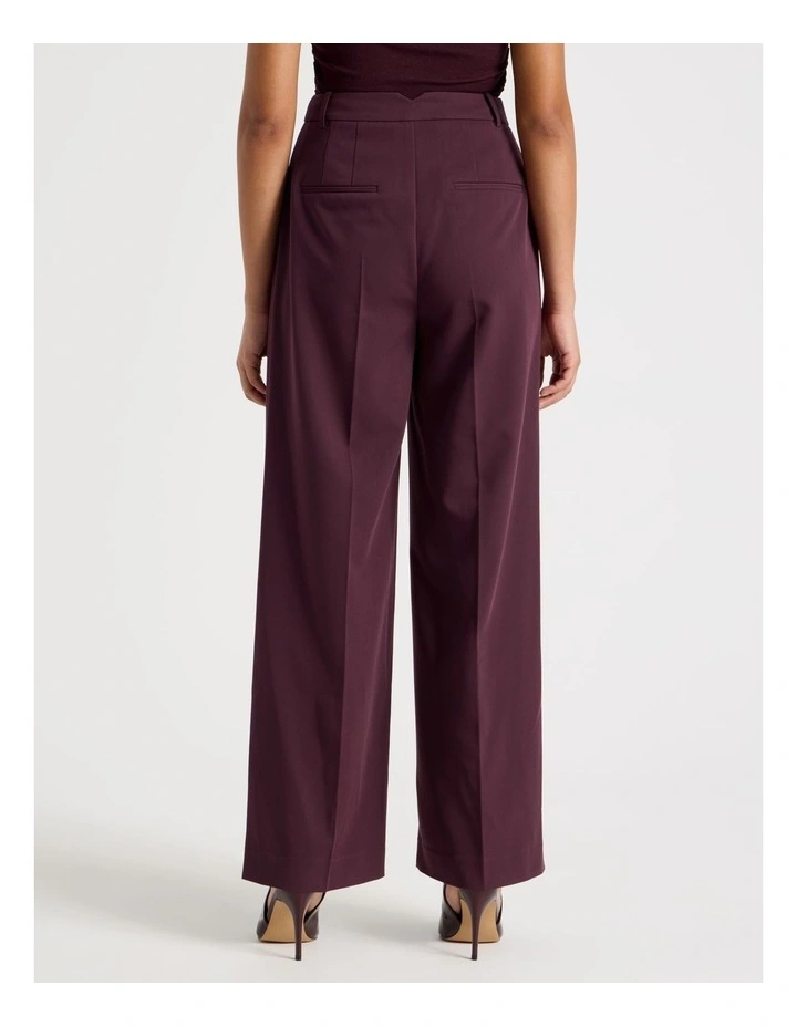Double Pleat Wide Pants in Wine image 6