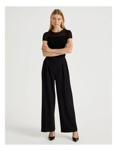 Double Pleat Wide Pants in Black