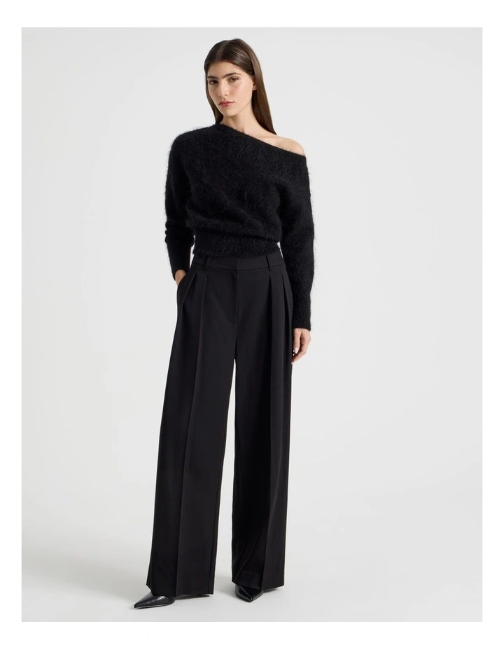 Double Pleat Wide Pants in Black image 2