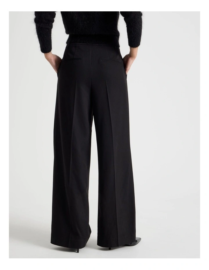 Double Pleat Wide Pants in Black image 3