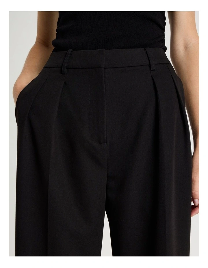 Double Pleat Wide Pants in Black image 4
