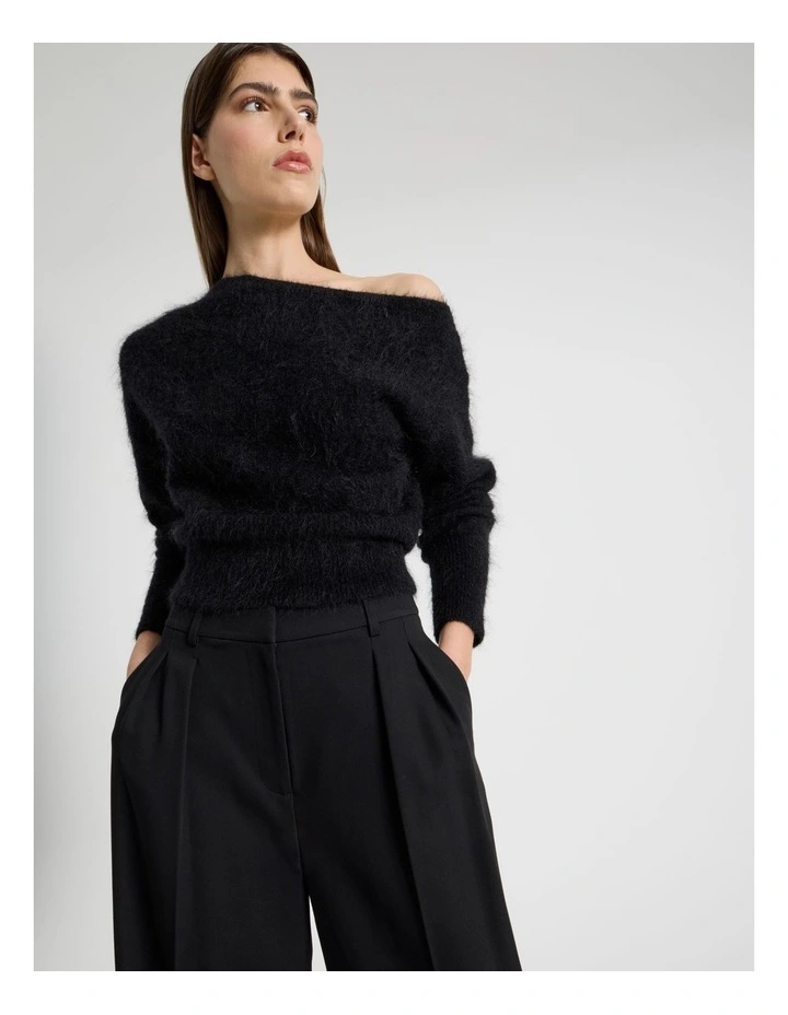 Double Pleat Wide Pants in Black image 5