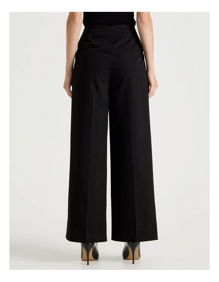 Double Pleat Wide Pants in Black image 6