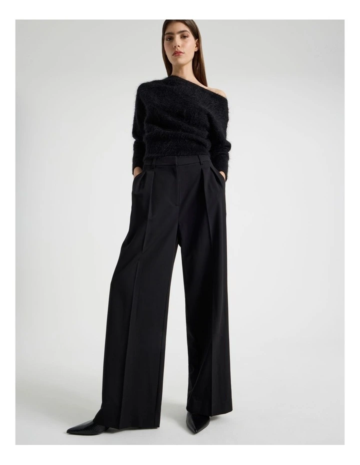 Double Pleat Wide Pants in Black image 7