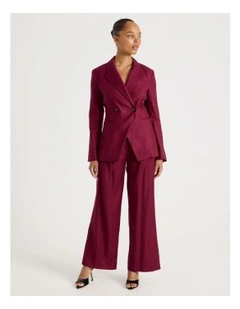 Linen Blend Wide Leg Pant in Rouge