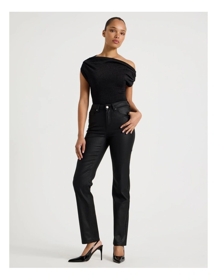 Straight Leg Coated Jean in Black image 1