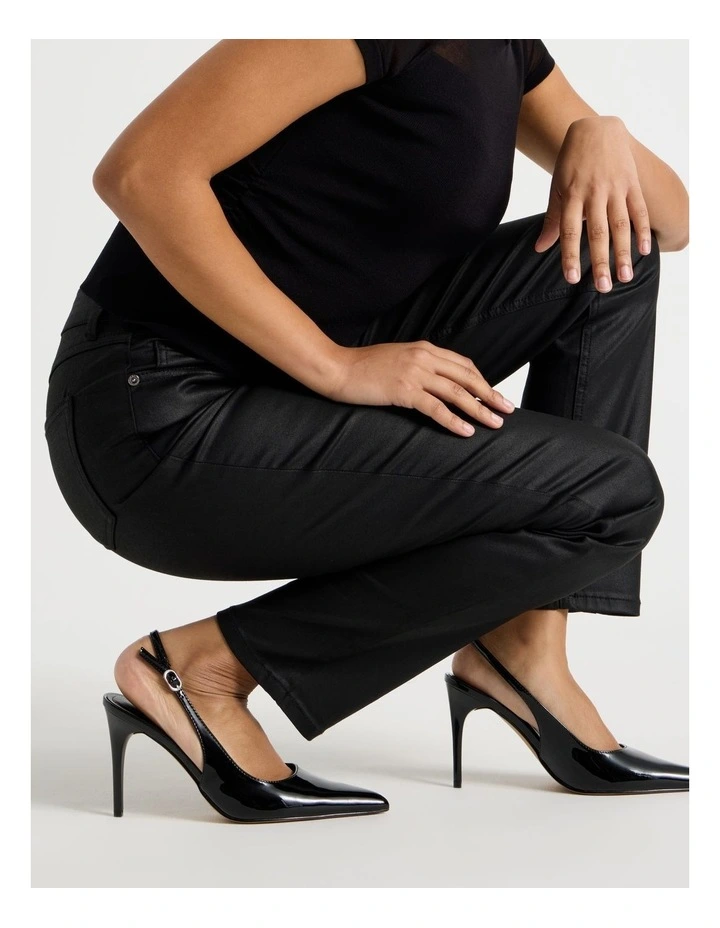 Straight Leg Coated Jean in Black image 2