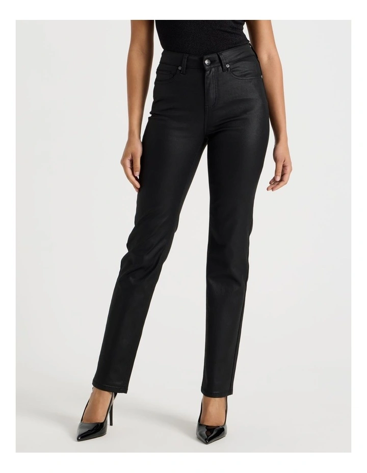 Straight Leg Coated Jean in Black image 3