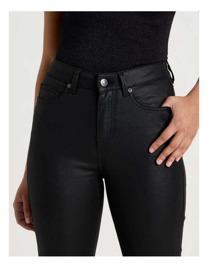 Straight Leg Coated Jean in Black image 4