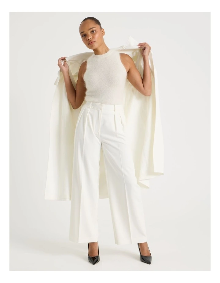 Double Pleat Wide Pants in Ivory image 3