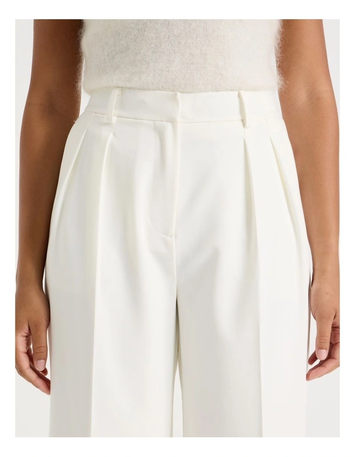 Double Pleat Wide Pants in Ivory image 4