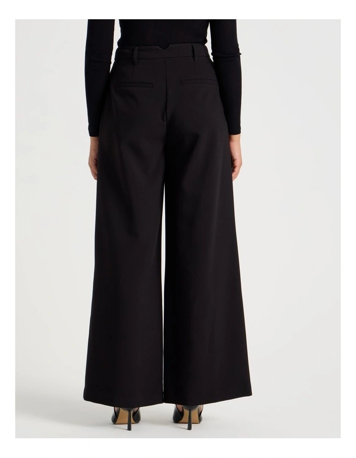 Pleated Wide Leg Pant in Black image 5
