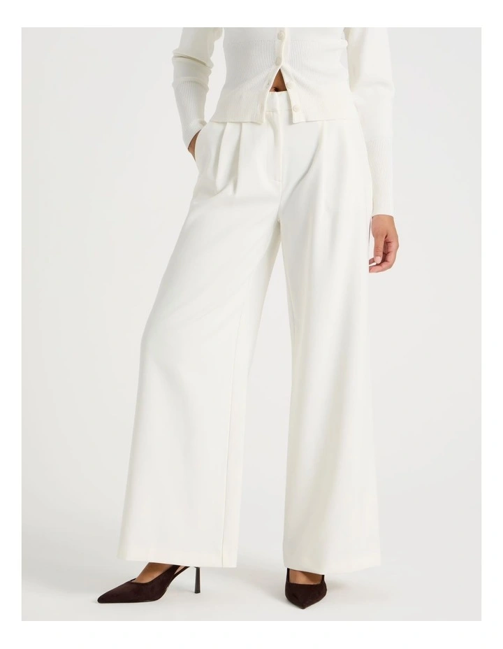 Pleated Wide Leg Pant in Cream image 2