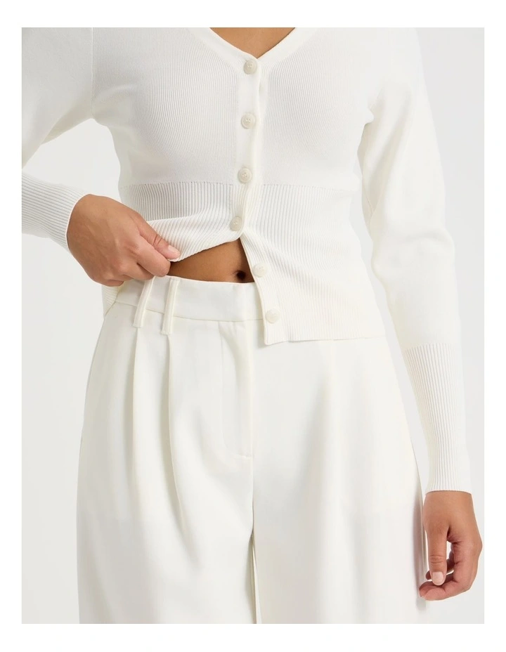 Pleated Wide Leg Pant in Cream image 3