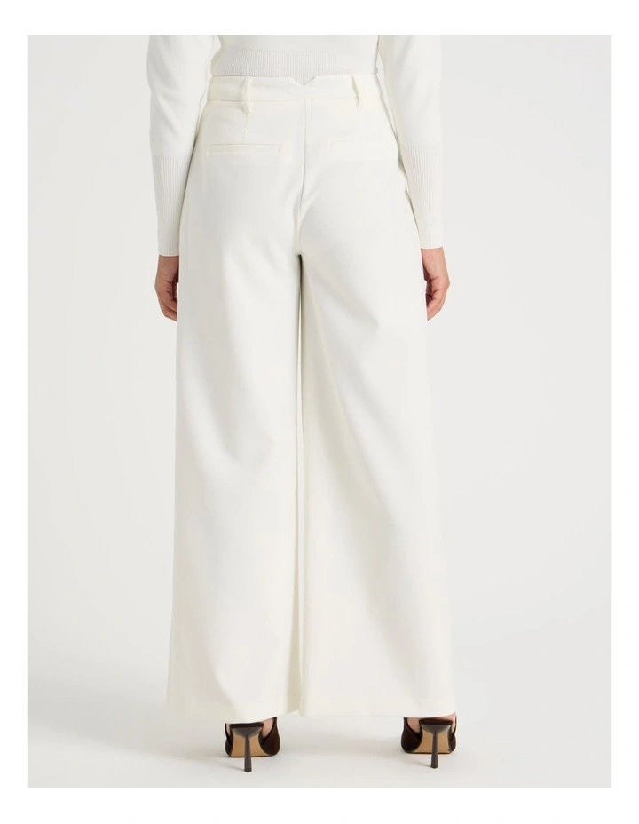 Pleated Wide Leg Pant in Cream image 6