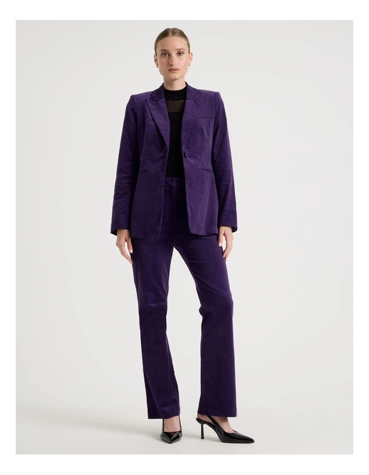 Velvet Mid Rise Flare Pant in Purple image 1