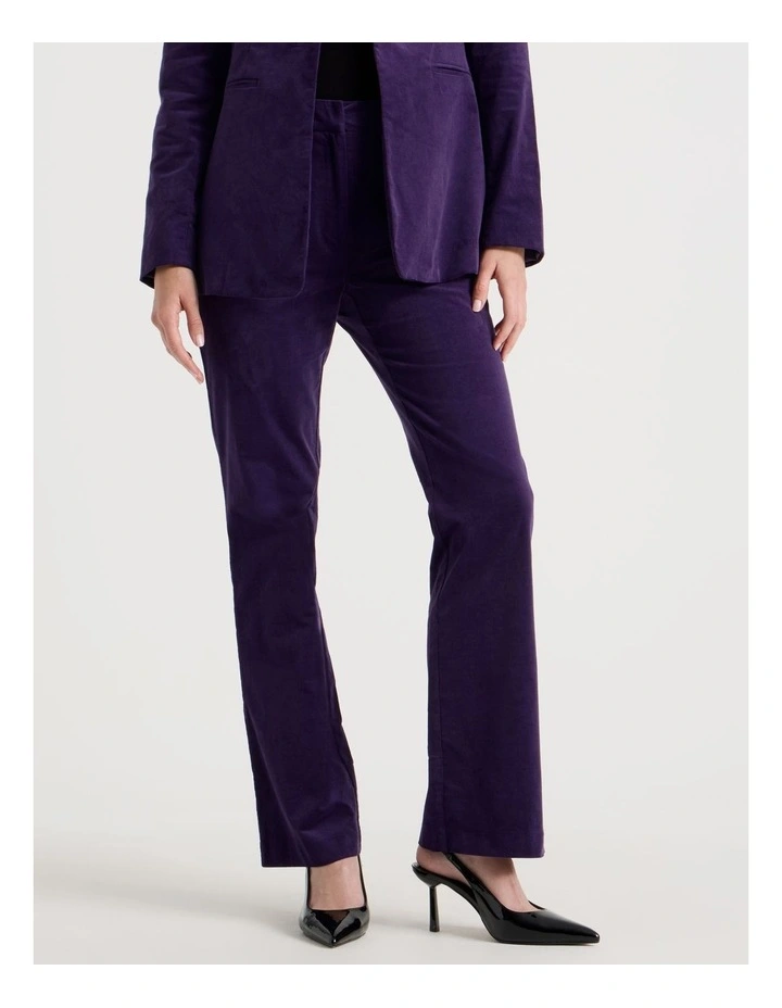 Velvet Mid Rise Flare Pant in Purple image 2