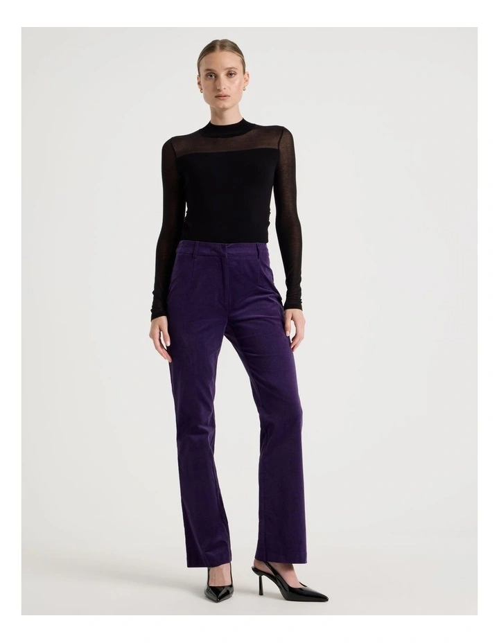 Velvet Mid Rise Flare Pant in Purple image 3