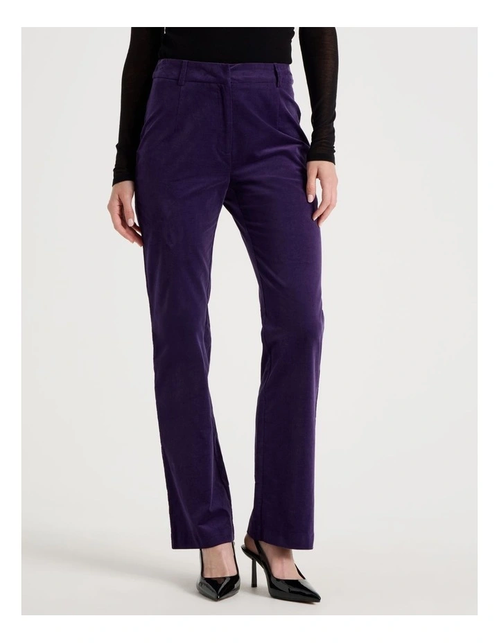 Velvet Mid Rise Flare Pant in Purple image 4