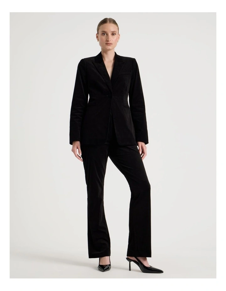 Velvet Mid Rise Flare Pant in Black image 1
