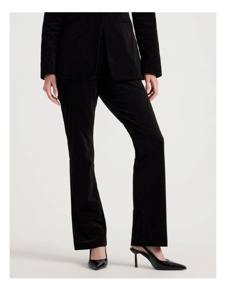 Velvet Mid Rise Flare Pant in Black image 2