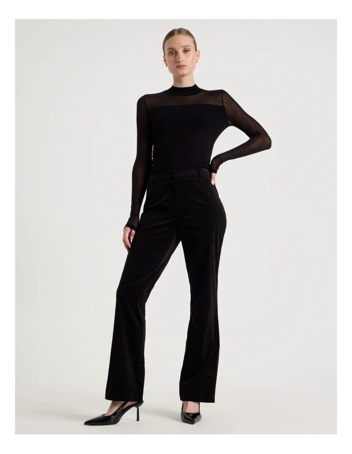 Velvet Mid Rise Flare Pant in Black image 3