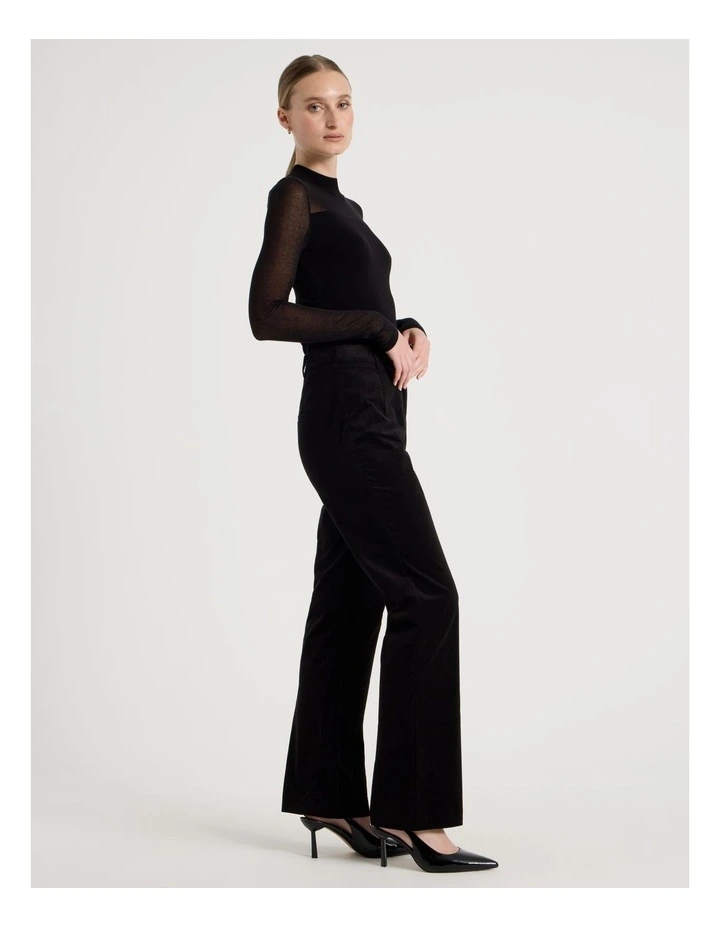 Velvet Mid Rise Flare Pant in Black image 5