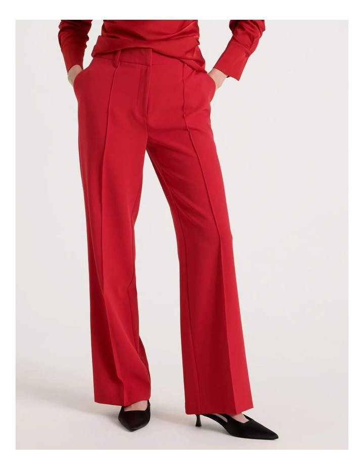 Pintuck Wide Leg Pant in Red image 2