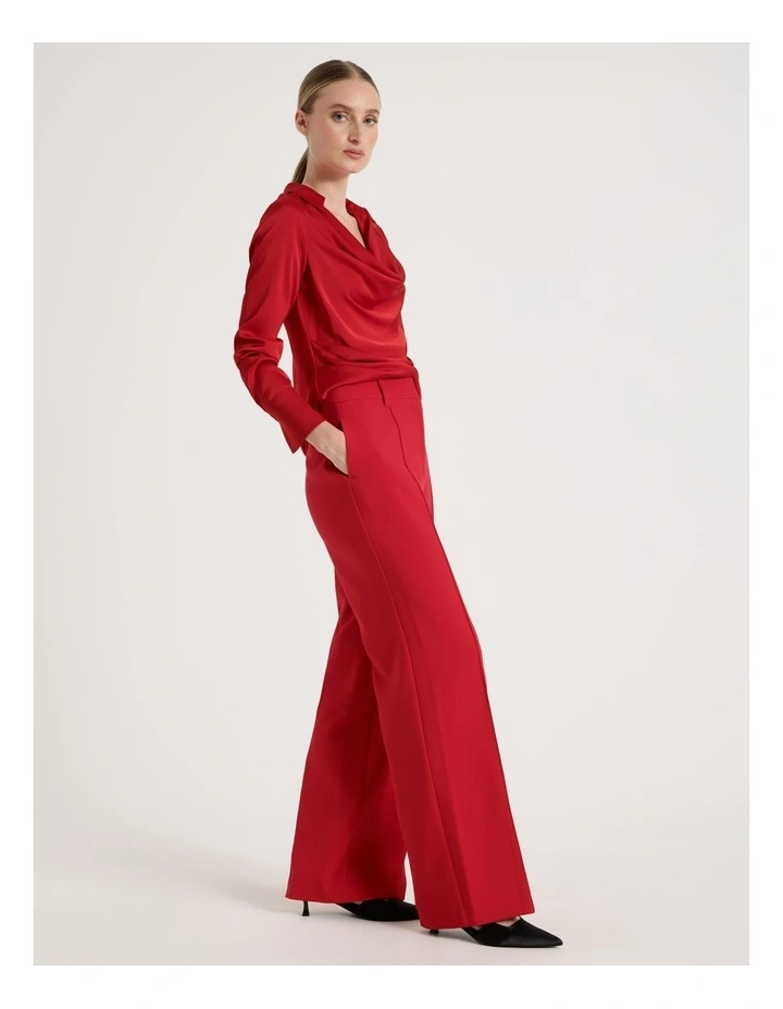Pintuck Wide Leg Pant in Red image 4