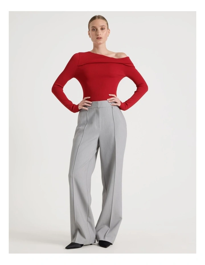 Pintuck Wide Leg Pant in Grey image 1