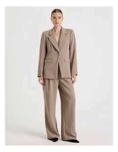 Pleat Front Wide Leg Pant in Taupe