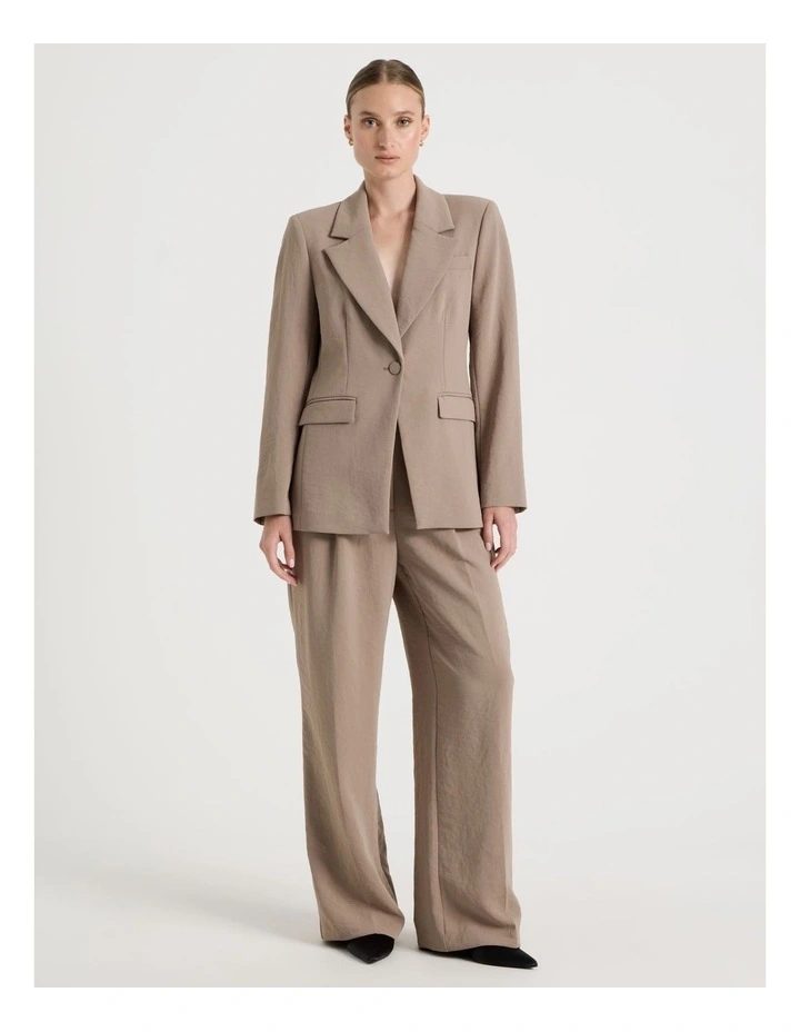 Pleat Front Wide Leg Pant in Taupe image 1