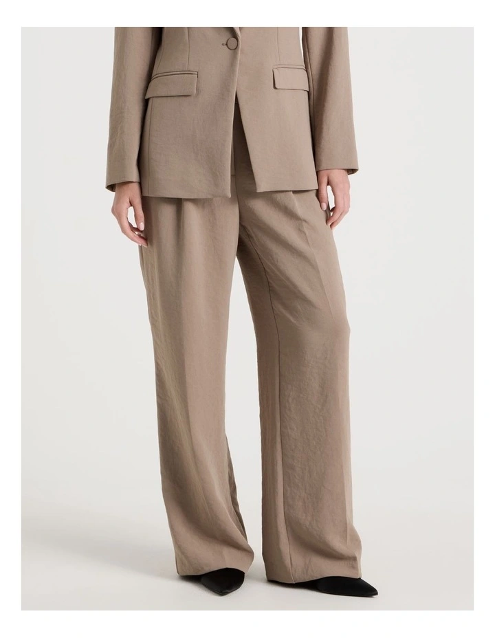 Pleat Front Wide Leg Pant in Taupe image 2