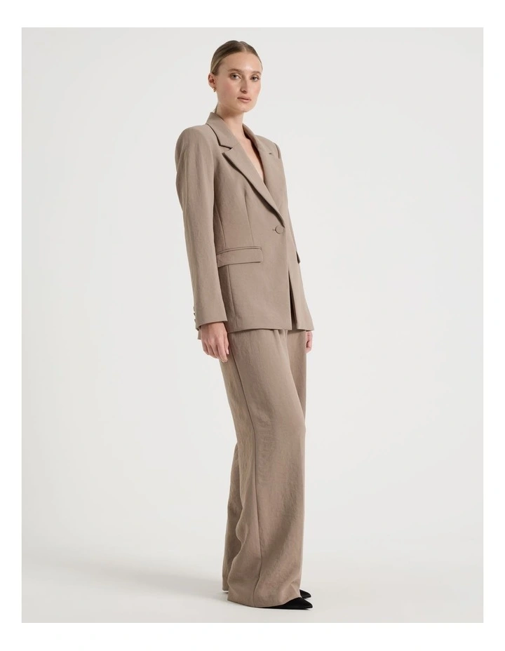 Pleat Front Wide Leg Pant in Taupe image 3