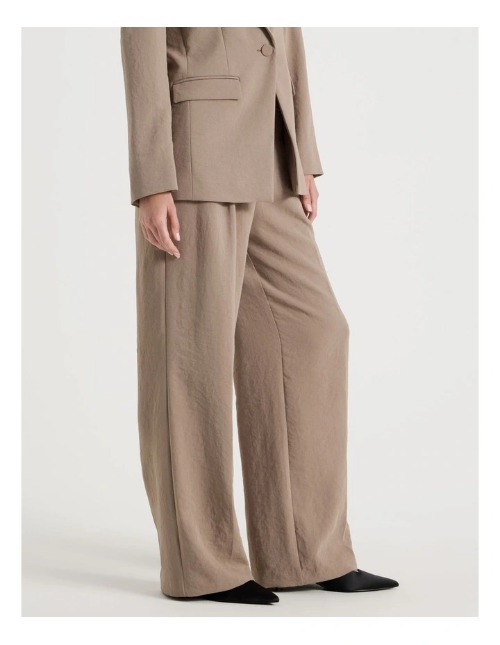 Pleat Front Wide Leg Pant in Taupe image 4