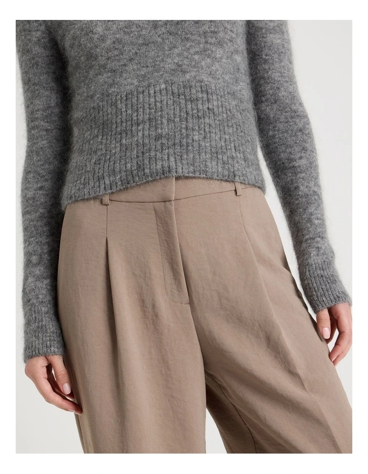 Pleat Front Wide Leg Pant in Taupe image 6