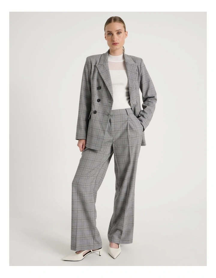 Check Wide Leg Pant in Black/White image 1