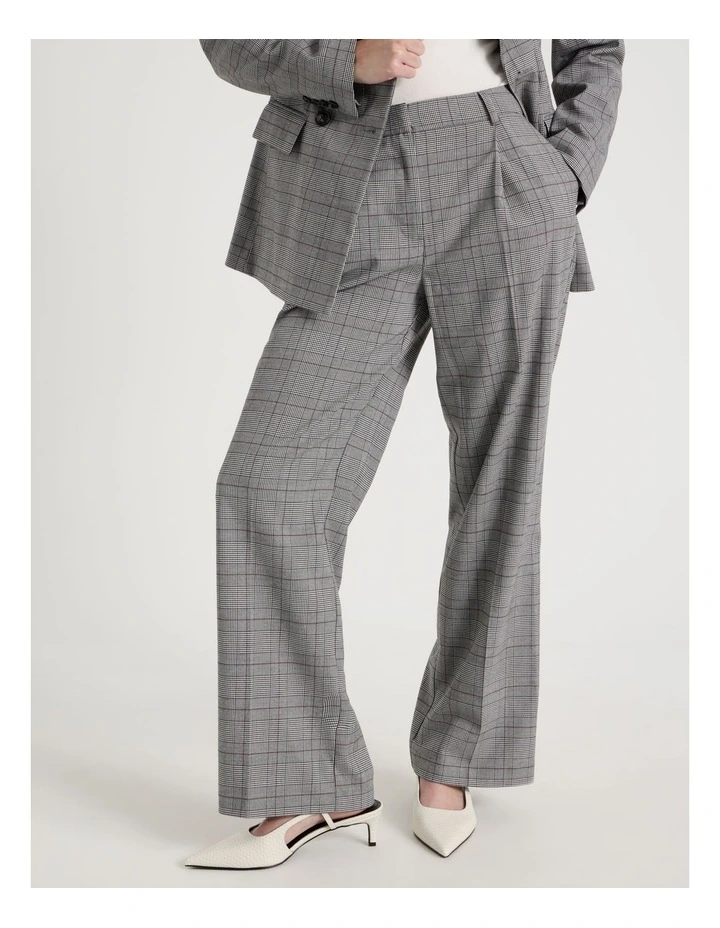 Check Wide Leg Pant in Black/White image 2