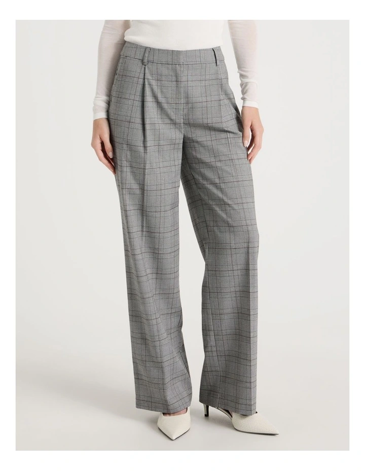 Check Wide Leg Pant in Black/White image 4