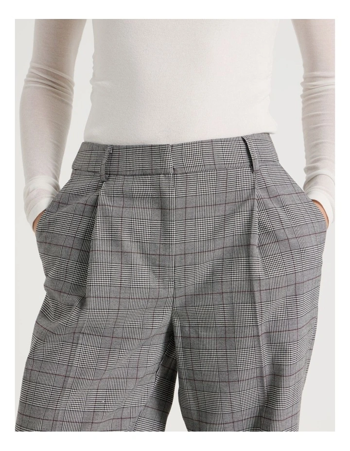 Check Wide Leg Pant in Black/White image 5