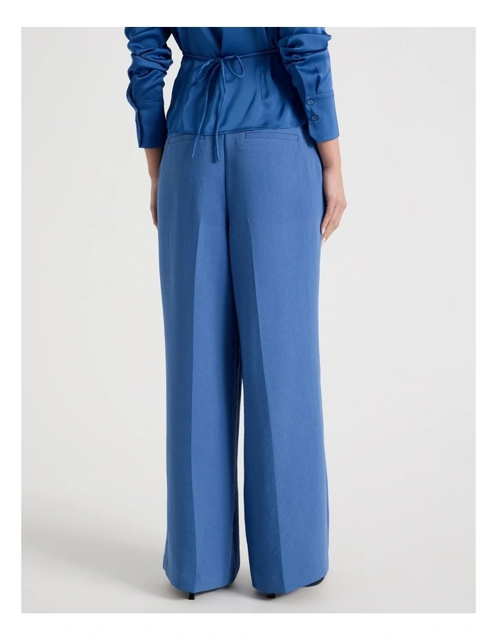 Pleat Front Wide Leg Pant in Blue image 5