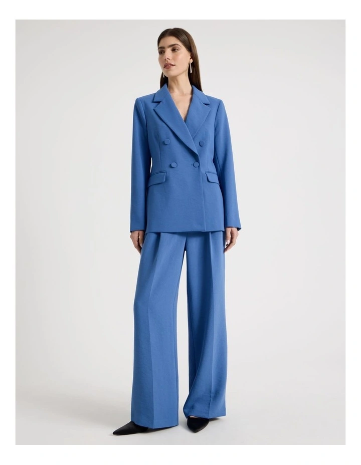 Pleat Front Wide Leg Pant in Blue image 7