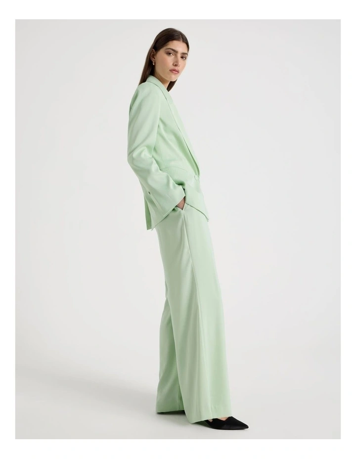 Satin Pleat Front Wide Leg Pant in Mint image 3