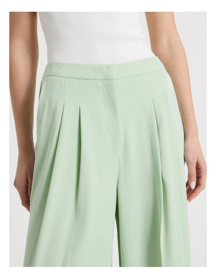 Satin Pleat Front Wide Leg Pant in Mint image 5