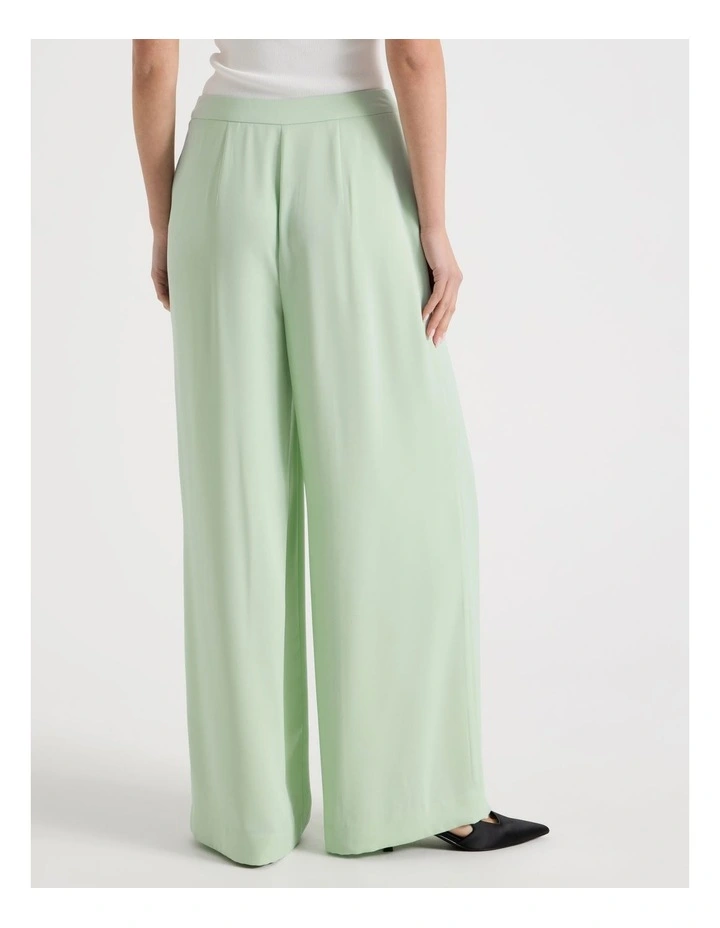 Satin Pleat Front Wide Leg Pant in Mint image 6