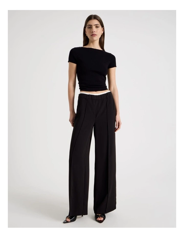 Elasticated Waist Pant in Black image 3