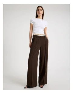 Elasticated Waist Pant in Brown